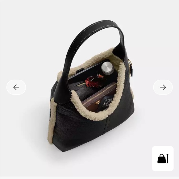 Coach Brooklyn Shoulder Bag 39 New Black/Shearling - Picture 5 of 5